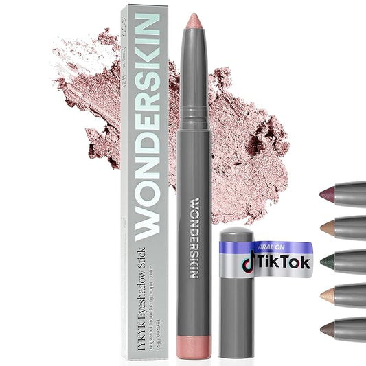 Wonderskin IYKYK Eyeshadow Stick - Longwear Eye Shadow Sticks, Budge-Proof & Waterproof Shimmer Eyeshadow Stick with Built-in Sharpener (Pink Quartz)