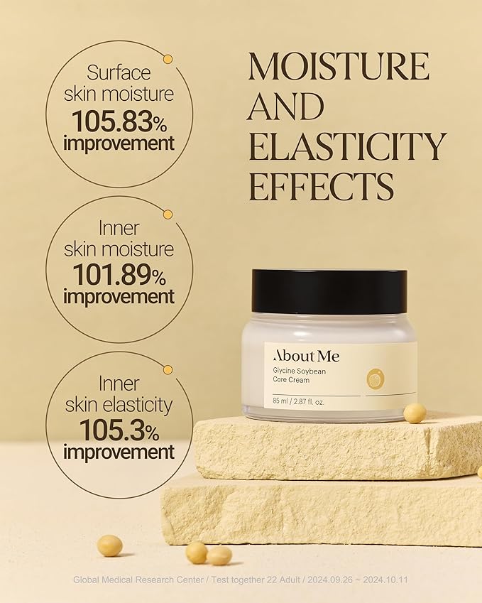 About Me Glycine Soybean Core Cream – Korean Concentrated Soy Protein Face Moisturizer for All Skin Types – Daily Firming Care with 13 Peptides & Niacinamide – Korean Skin Care – 2.87oz, 85ml