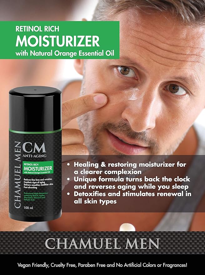 Daily Face Cream for Men with 2.5% Retinol Anti-Aging Moisturizer for Fine Lines, Dark Spots, and Wrinkles - Overnight Lotion