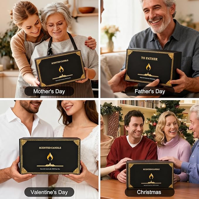 8 Pack Scented Candles Set for Men, Aromatherapy Soy Candles for Home Scented, Black Mens Candle Gift Set for Dad, Boyfriend, Birthday, Father’s Day, Anniversary