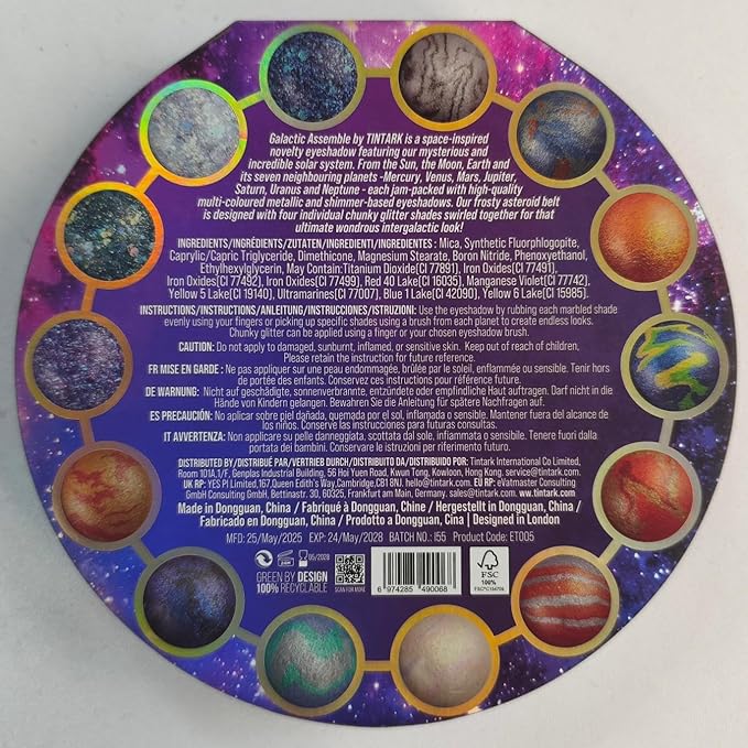 Galactic Assemble Eyeshadow Palette 14 Colors Glitter Shimmer Metallic Eye Shadow Pallet Blue Galaxy Eye Makeup Palettes Create Space-like Eyes Make up Orange Gifts for Women Girls