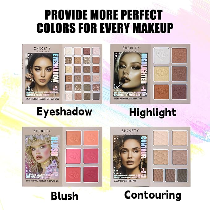 4-Layer Multi - Functional Beauty Book Kit- Style Makeup Palette Ingeniously Combines Eyeshadows, Blushes, Highlighters, Contour Powders In One,Best Choice for A Gift for Women (SH2512A)