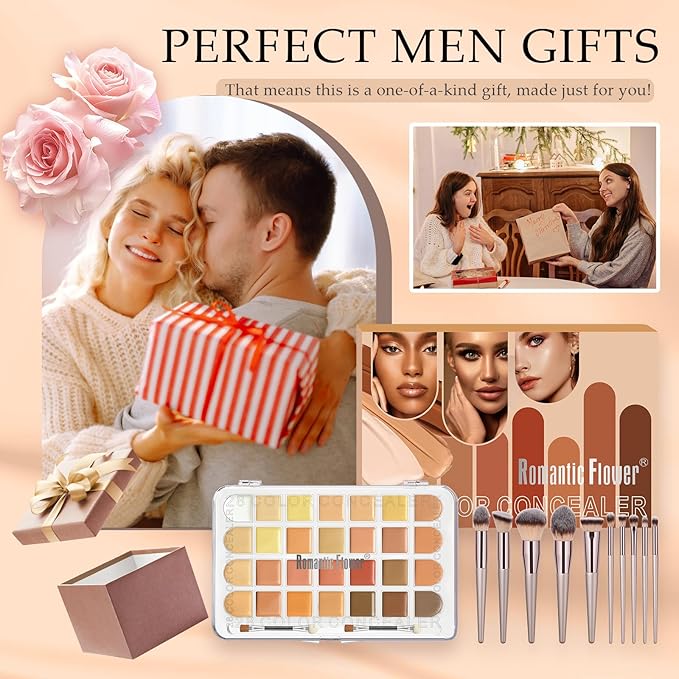 Professional 28 Colors Cream Concealer Camouflage Makeup Palette Contouring Kit, 10 Makeup Brushes, Face Eye Body Cosmetic Foundation, Contour, Repairs Redness, Dull, Dark Circles