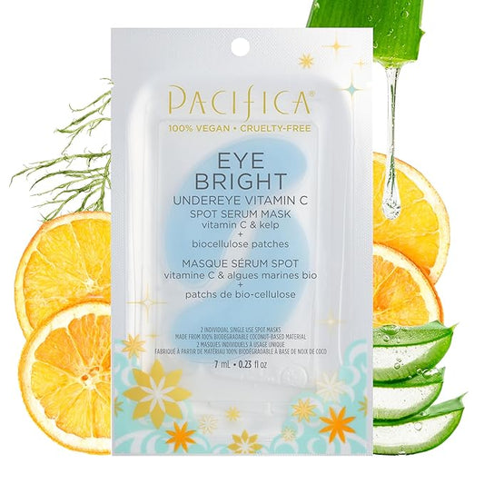 Pacifica Undereye Spot Serum Mask – Bright Eye Vitamin C Mask for Dark Circles & Hydration, Brightening Under Eye Treatment, Vegan & Cruelty-Free, 1 Pack