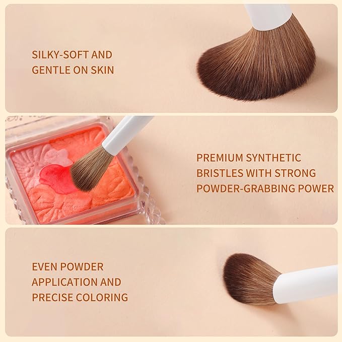 Makeup Brushes Set 14-Piece Premium Synthetic Makeup Brush Foundation Powder Contour Concealers Eyeshadow Blending Makeup Brushes with Powder Puffs and Brush Bag