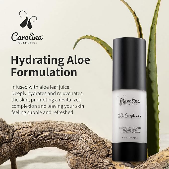 Silk Complexion Plant-Based Moisturizer & Primer 30ml - Aloe Infused Hydration for Flawless Makeup Application w/Aloe, Rose Hip Oil & Candelilla Wax - Vegan, Organic, Gluten-Free