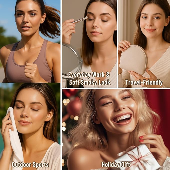 6 Colors Mini Eyeshadow Makeup Palette with Brush Neutral Nude Smoky Eye Shadow Taupe & Brown Matte Make Up Pallet with Mirror Highly Pigmented Long Lasting Waterproof Travel Size Gift Kit