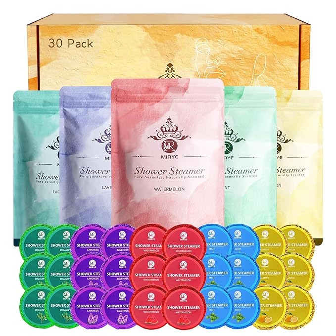 Shower Steamers Aromatherapy, 30-Pack Shower Steamer for Women Men, Shower Bombs with Essential Oils Stress Relief Self Care, Birthday Gifts Christmas Stocking Stuffers Gifts for Mom, Dad, Wife