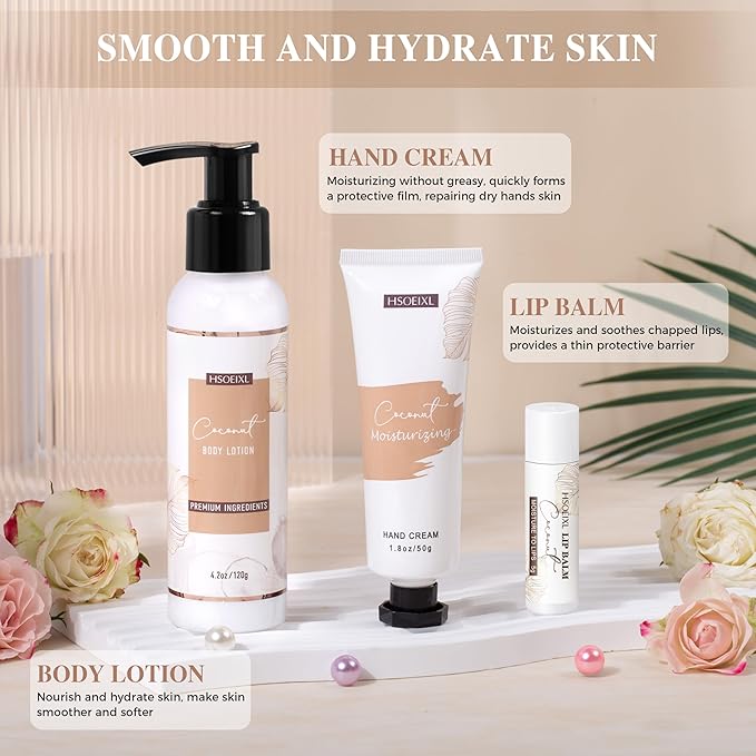 Gifts for Women Bath and Body Gift Basket Set for Women, 12 Piece Set of Coconut Home Spa Set for Self Care, Mothers Day Relaxing Bath Sets Birthday Christmas Gifts for Mom Sister Her Wife