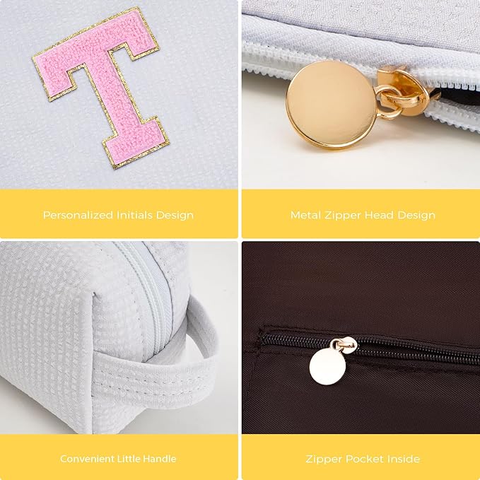 Teacher Appreciation Gifts,Thank You Gifts from Students,Birthday Teacher Retirement Gifts for Women,Teachers Day Gift Ideas,Makeup Bag Set Cosmetic Bag - White,T