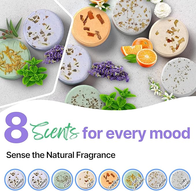 Shower Steamers Aromatherapy BLRIET 8 Pack Gifts for Women, Birthday Christmas White Elephant Gifts Stocking Stuffers for Adults Her Mom Him Home Spa Gym Natural Essential Oil Self Care Relaxation
