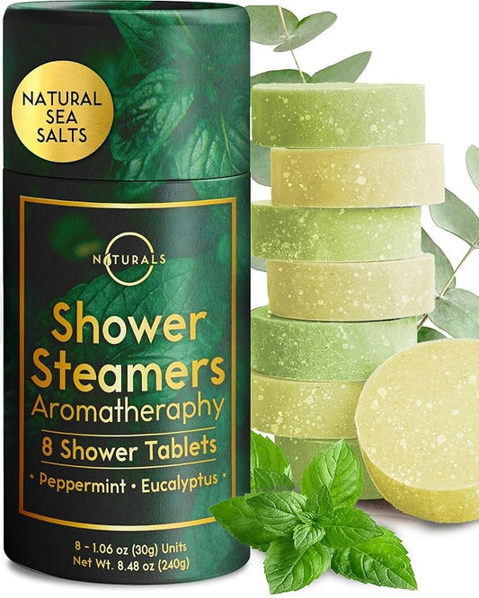 Shower Steamers Aromatherapy - Birthday Gifts for Women - Shower Bombs Aromatherapy, Spa Day Essentials, Relaxation Spa Gifts - Self Care Unique Gifts for Women and Men (Peppermint & Menthol 8 Count)