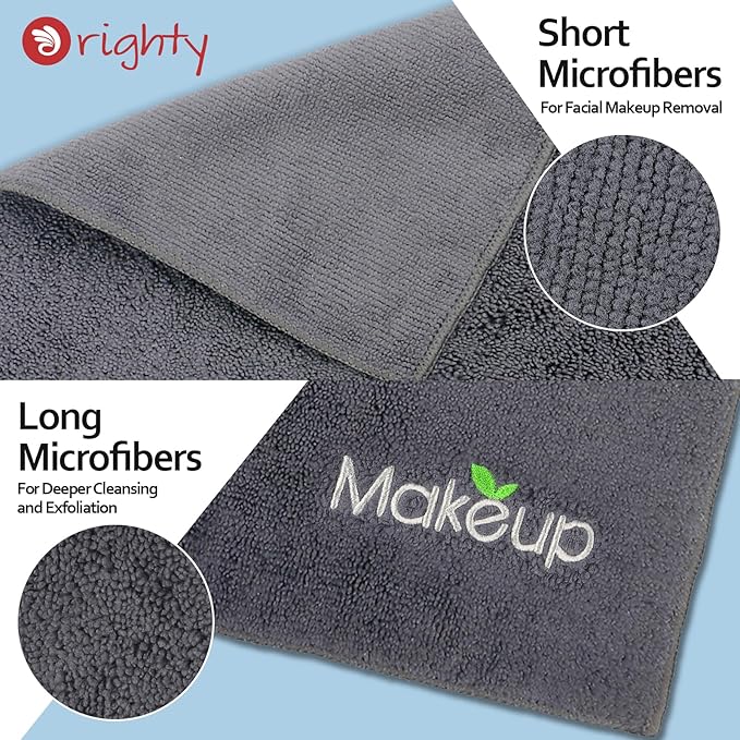 Orighty Makeup Remover Wash Cloths - Super Soft & Quick Dry Microfiber Face Towel, Absorbent Washcloths for Cleansing, Fingertip Face Towels for Makeup Removal, 13 x 13 inch, Pack of 1, 6 Count, Grey