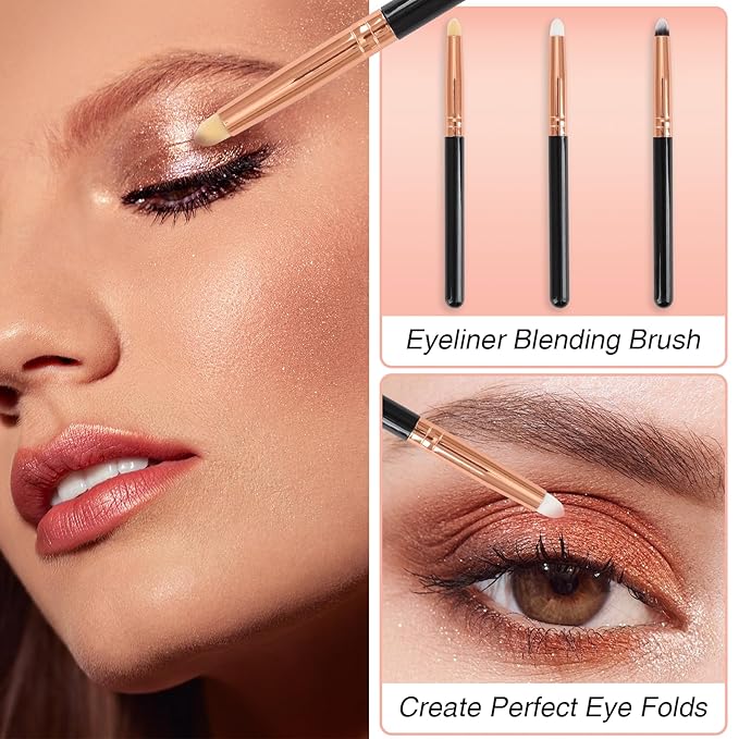 Professional Small Pencil Eyeshadow Brush 24Pcs for Eye Shadow Eyeliner Smudge Blending Precision Perfect Cut Crease Makeup Brushes Tool Set（Multicolor-EA01）