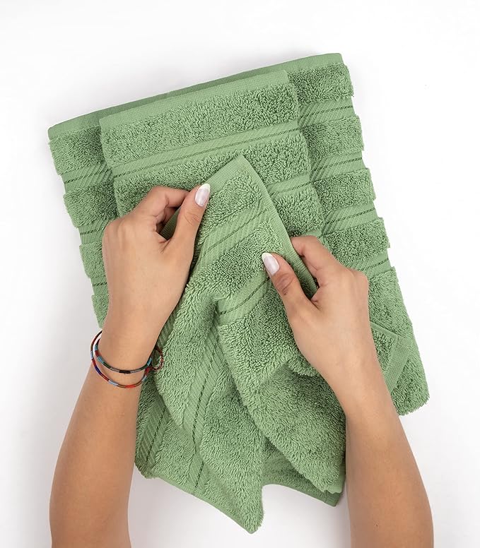 American Soft Linen Premium 3 Piece Towel Set, 1 Bath Towel 1 Hand Towel 1 Washcloth, 600 GSM 100% Cotton Turkish Towels for Bathroom, Sage Towel Set