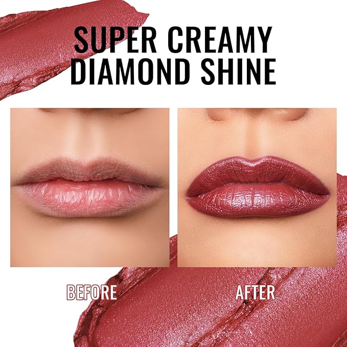 Oulac Shimmer Lipstick for Women, Infinity High Shine Finish, Hydrating Lip Color Infused with Damask Rose Oil for All-Day Comfort, Gluten-Free Vegan Beauty, D04 Brunt Rose