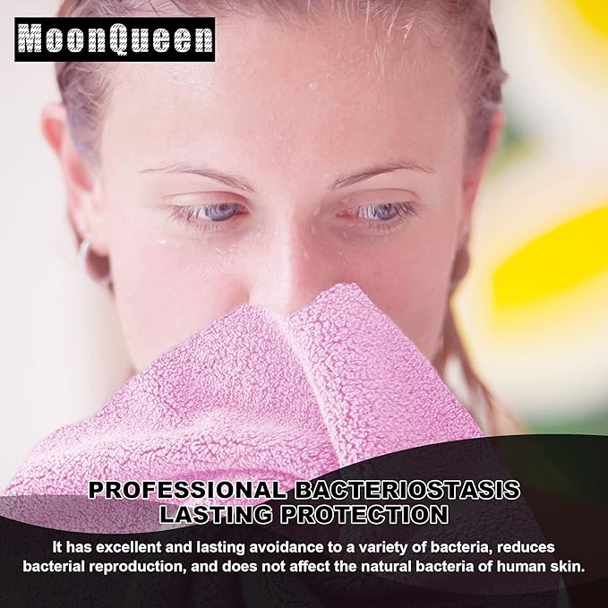 MOONQUEEN Microfiber Facial Cloths Fast Drying Washcloth 12 Pack - Premium Soft Makeup Remover Cloths - Frozen Berry