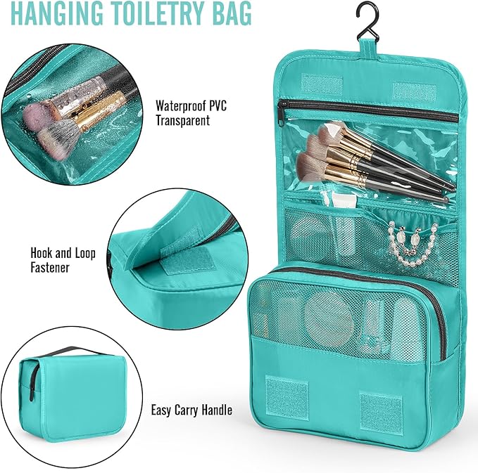 Veken 8 Set Packing Cubes for Kids & Toddler, Airplane Travel Essentials, Beach Vacation & Road Trip Suitcase Organizer Bags Set for Luggage, with Hanging Toiletry & Shoe Bag