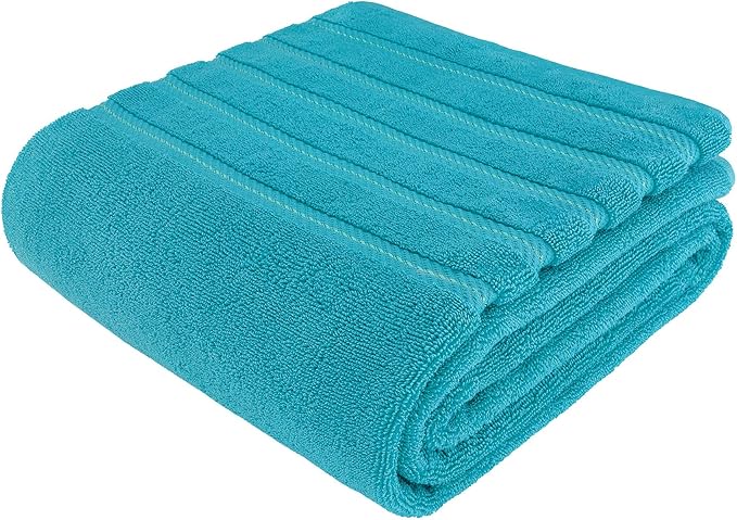 American Soft Linen 35x70 Jumbo Large Bath Towels, 600 GSM 100% Cotton Turkish Bath Sheet, Oversized Luxury Bath Towels for Bathroom Beach and Pool, Aqua Blue