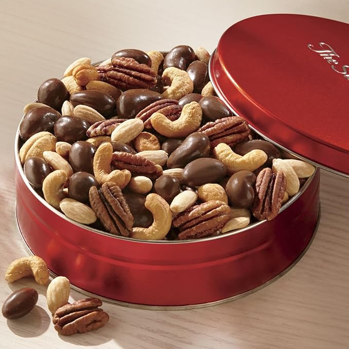 The Swiss Colony Premium Nut Assortment – Roasted, Salted, and Chocolate Covered Mixed Nuts, Gourmet Nuts Gift Basket, Holiday Gift Box Set, Food Gift Basket, 1 lb.