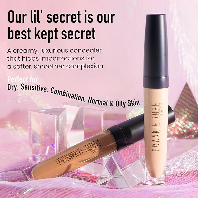 Frankie Rose Cosmetics Our Lil’ Secret Concealer - Full, Long Lasting Coverage for Dark Circles and Fine Lines - Easy to Blend - Soft, Smooth Complexion - Angelic