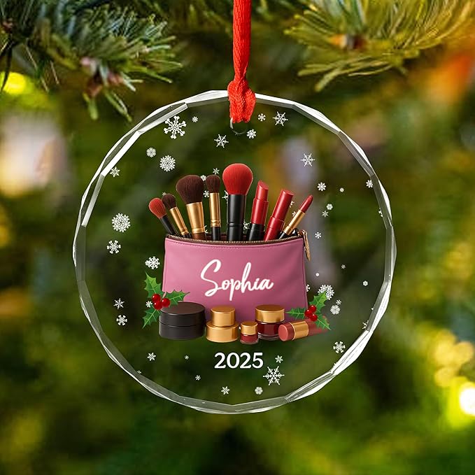 Personalized Makeup Tools Christmas Ornament 2025, Makeup Box Christmas Ornament Gift for Makeup Artist, Christmas Tree Decor for Makeup Shop, Gift for New Makeup Coworkers (Makeup 6)