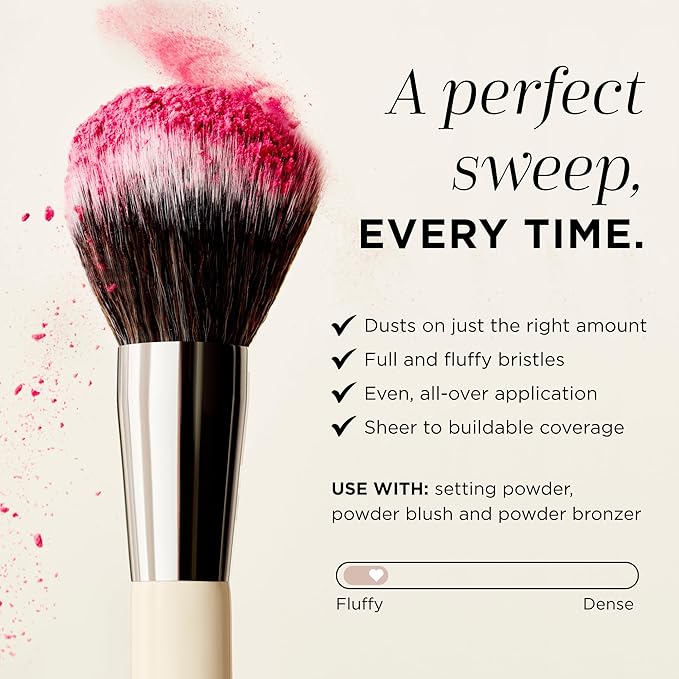 HALEYS Powder Brush VEGAN+CRUELTY-FREE, Soft, Streak-free, Perfect Blending, Buff, Blurs, Smooths, Control, Precision, Complexion tools, For powder, setting powder, blush, Sustainable Wood Handle