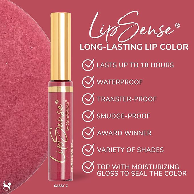 SeneGence LipSense Long-Lasting Liquid Lipstick – 18-Hour Wear, Waterproof, Transfer-Proof, Paraben-Free, Vegan, Cruelty-Free Lip Color in Multiple Shades