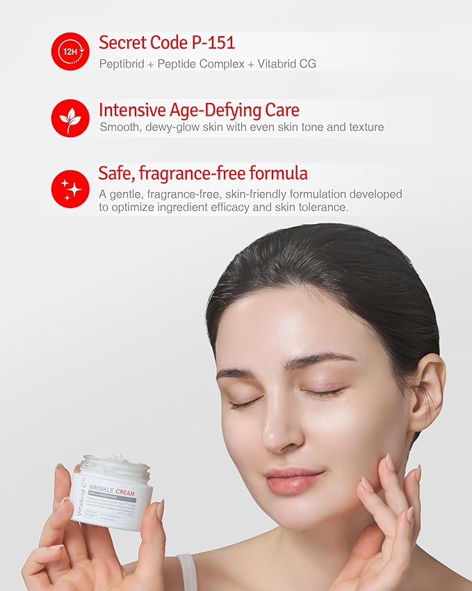 Wrinkle Cream - Age Defying Skin Recovery Moisturizer with Peptides, Vitamin C, Shea Butter - Wrinkle Repair Moisturizing Day & Night Skincare for Face and Neck - Fragrance Free, 1.69oz.