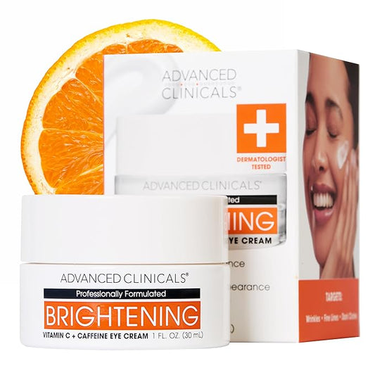 Advanced Clinicals Vitamin C + Caffeine Eye Balm Face Moisturizer | Under Eye Cream For Improving Appearance Of Dark Circles, Puffiness, Bags Under Eyes, & Look Of Dark Spots, 1 Fl Oz
