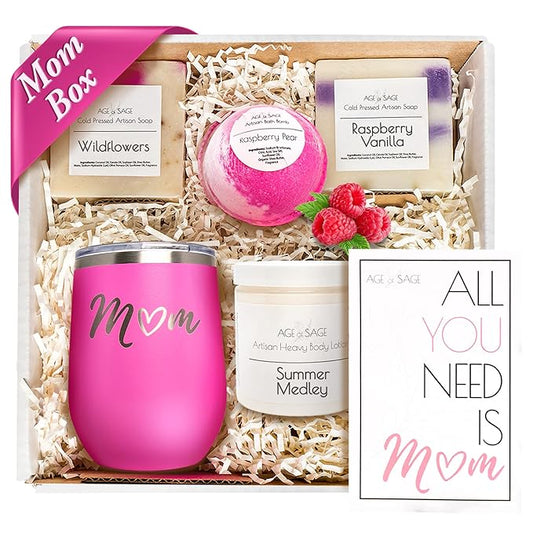 Mom Spa Gift Basket for Women - Self Care Basket, Relaxation, Pampering Gifts for Girlfriend, Wife, Mom, Sister, Friends - Birthday Bundles, Mothers Day, Anniversary, Valentines Day Gift Set for Her