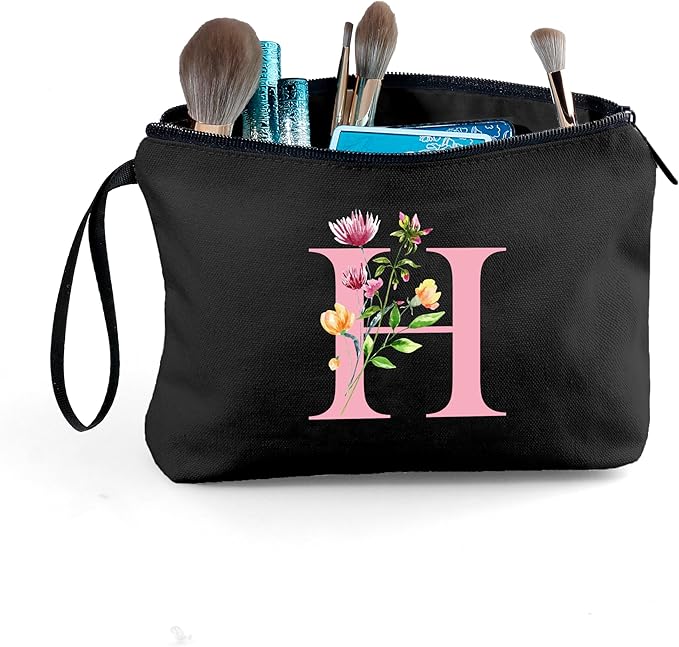 SEAMOON Bride to be Birthday Womens Unique Initial Monogram Gifts for Women Mom Personalized Travel Makeup Cosmetic Bag with Mirror Valentines Mothers Day Christmas Graduation H