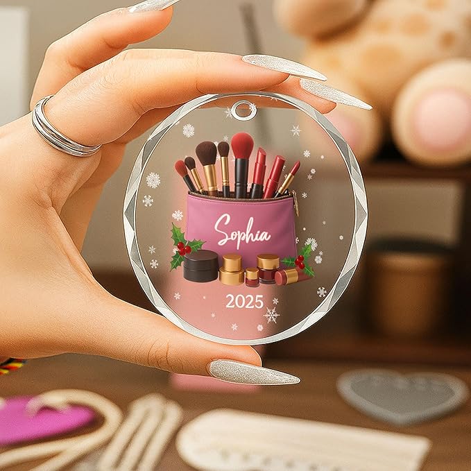 Personalized Makeup Tools Christmas Ornament 2025, Makeup Box Christmas Ornament Gift for Makeup Artist, Christmas Tree Decor for Makeup Shop, Gift for New Makeup Coworkers (Makeup 6)