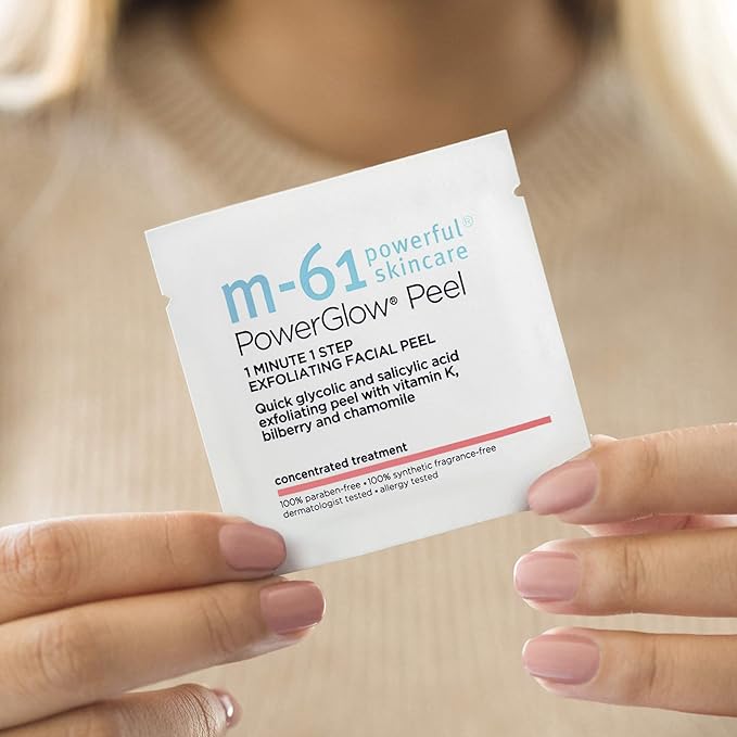 m-61 PowerGlow Peel | Exfoliating Facial Peel With Glycolic, Salicylic Acid. 1 Minute, 1 Step - 10 Treatments