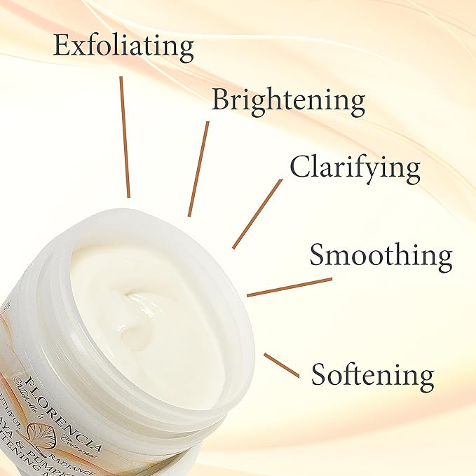 Florencia Papaya & Pumpkin Brightening Mask - Soft and Creamy, Gentle Exfoliating Facial Mask for Smoother, Brighter, Revitalized Complexion - Exfoliate, Renew and Glow, 2 oz