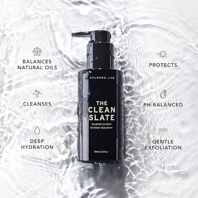 Caldera + Lab The Clean Slate | Men's Organic Foaming Facial Cleanser for Dry, Sensitive, & Normal Skin – Vegan, Natural & Antioxidant Packed Exfoliating Face Wash