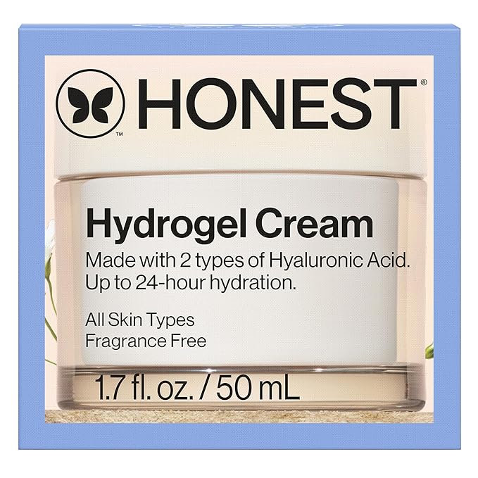 Honest Beauty Hydrogel Cream with Hyaluronic Acid | Lightweight, Moisturizing Water Cream | Gentle for Sensitive Skin, Fragrance Free, Vegan | 1.7 fl oz