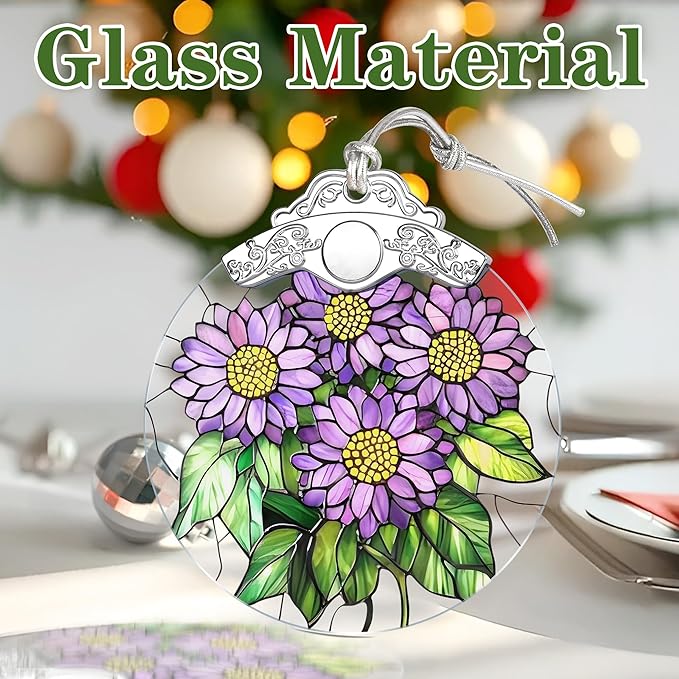Christmas Ornaments: Stained Glass-Style September Birth Flower Ornament – Christmas Tree Decorations, Holiday Party Gifts, Mother's Day & Birthday Gifts for Women, Mom & Grandma | Birth Flower Gift