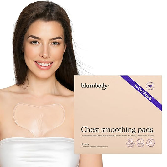 BLUMBODY Chest Wrinkle Pads – Anti-Wrinkle Silicone Patches Skin Firming, Smoothing – Reusable Overnight Chest Pads – Anti-Aging Crepe Erase Pad – Neck, Décolleté (1-Month Supply)