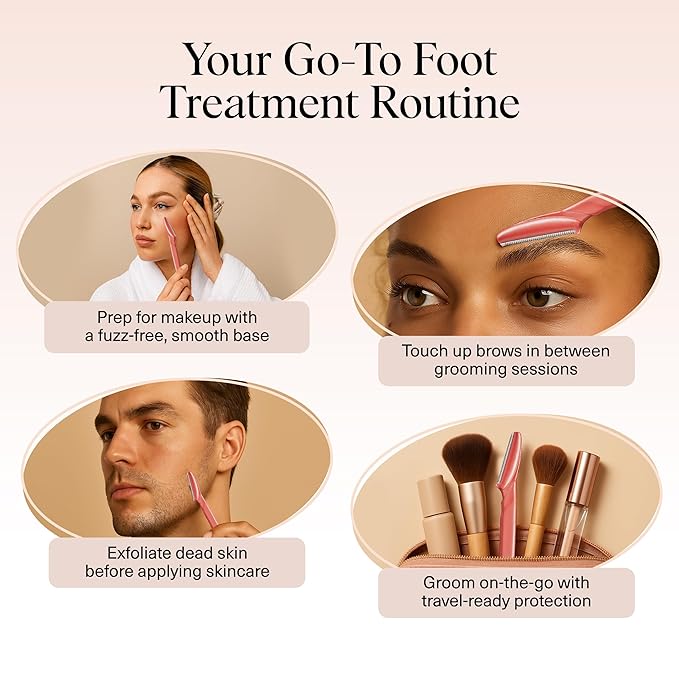 Kitsch Dermaplane Razor for Women Face – Face Razors for Women & Men, Eyebrow Trimmer & Face Shaver – Exfoliating Facial Razor & Skin Care Tool for Smoother Skin - Coral, 12 pcs