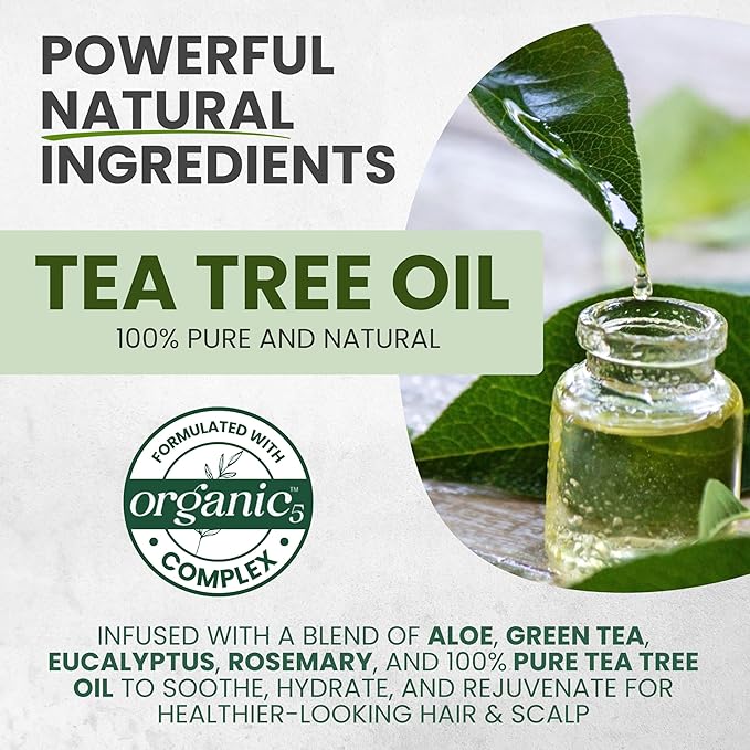 Tea Tree Oil Shampoo and Conditioner MaxTherapy Set, Itchy Scalp Relief, Refreshes & Cleanses Dandruff & Buildup, Clarifying for Oily Hair, Women & Men, 16 fl oz Each