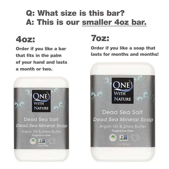 One With Nature Dead Sea Salt Soap 4oz 3-Pack – Purifying Soap Bar with Dead Sea Minerals for Face & Body, for Men & Women. Unscented.