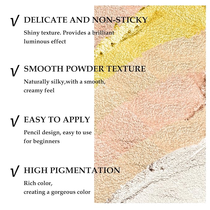 Boobeen 6PCS Cream Eyeshadow Stick Waterproof Pencil Crayon Eye Brightener Shimmer Pen Create Glitter Makeup, Easy to Use