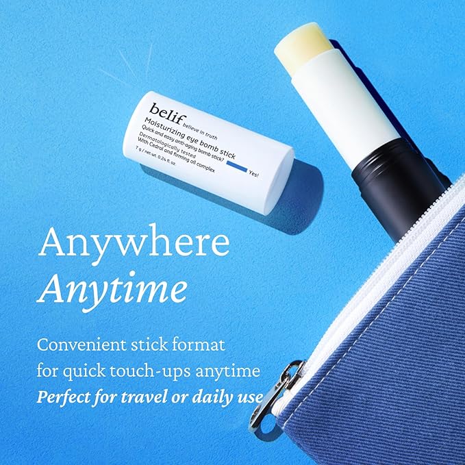 belif Moisturizing Eye Bomb Stick Eye Balm Firms and Reduces Fine Lines & Wrinkles | Radiant Eyes | with Shea Butter & Firming Oil Complex for Hydration & Elasticity | K-Beauty