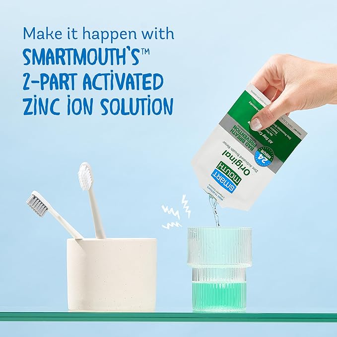 SmartMouth TSA Approved Travel Toothpaste & Oral Rinse - SmartMouth Original Activated Oral Rinse Packs & Travel Size Premium Toothpaste, 3.4 Ounce