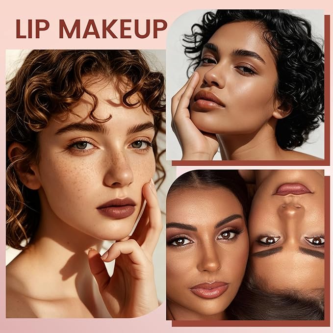 Noerrors 3Pcs Nude Light Brown Rose Lip Liner and Lipstick Set for Women Crayon Combo Matte 24 Hour Lip Liner Pencil Set Long Lasting 24 labial mate 24 horas originales Flawless Gradual Ombre Effect