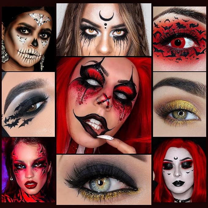 Black Red Eyeshadows Palette 9Color Pigmented Dark Red Black Grey Eye Shadows Long Lasting Eyeshadow Halloween Goth Eye Makeup-Black Red