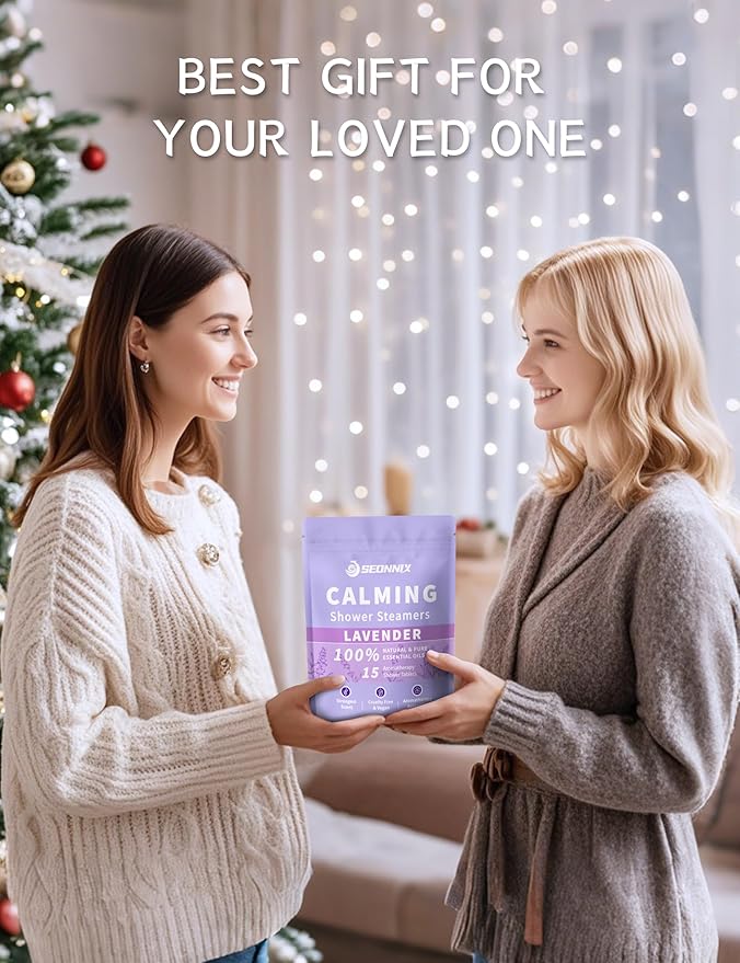 Shower Steamers Aromatherapy 15 Pack, Stress Relief & Self Care - Lavender Shower Bombs with Natural Essential Oil, Home Spa Shower Travel Essentials, Relaxation Birthday Gifts for Women & Men