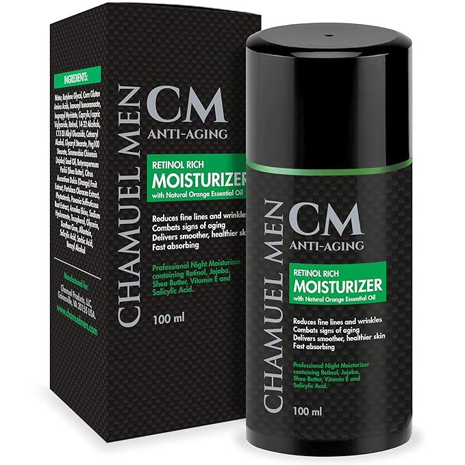 Daily Face Cream for Men with 2.5% Retinol Anti-Aging Moisturizer for Fine Lines, Dark Spots, and Wrinkles - Overnight Lotion