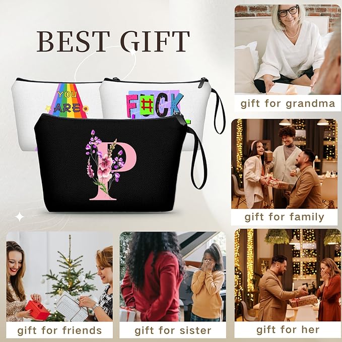 Happy Birthday Friendship Womens Bridesmaid Coolest Gifts for Sister Teacher Coworkers Personalized Travel Makeup Cosmetic Bag with Mirror Valentines Mothers Day Christmas Graduation P